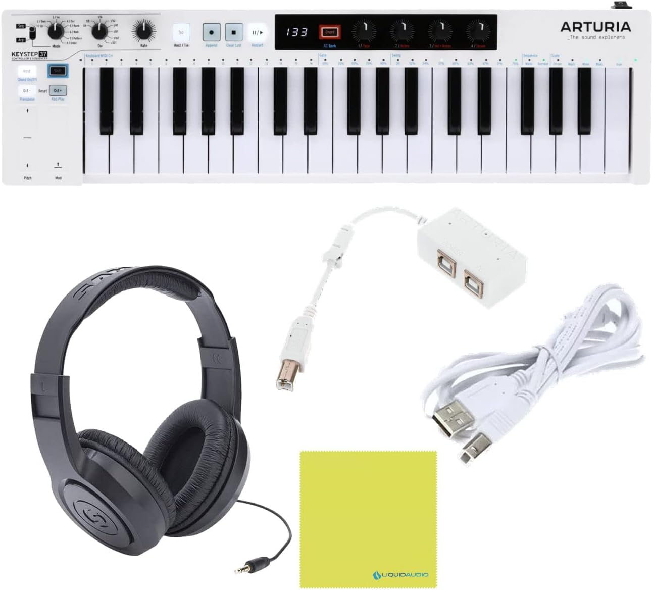 Arturia KeyStep 37 37-key Controller & Sequencer Bundle w/Samson Headphones & Liquid Audio Polishing Cloth