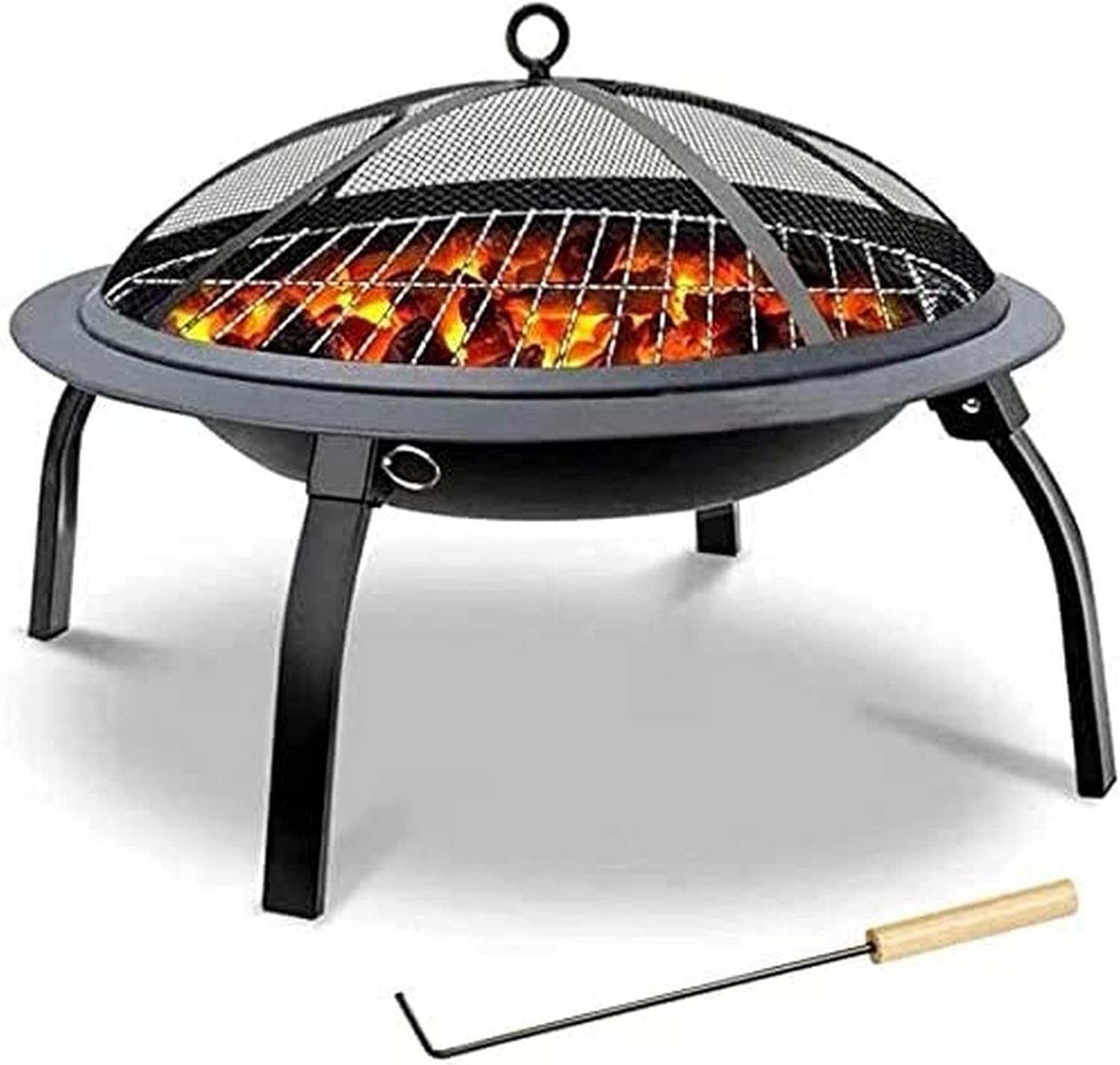 Garden Fire Pit Grill Bowl Grill Barbecue Rack Fire Pit, Wood Burning Firepit Portable Steel BBQ Grill,for Backyard, Camping, Picnic, Bonfire, Garden,Family Essential Multifunctional Stove