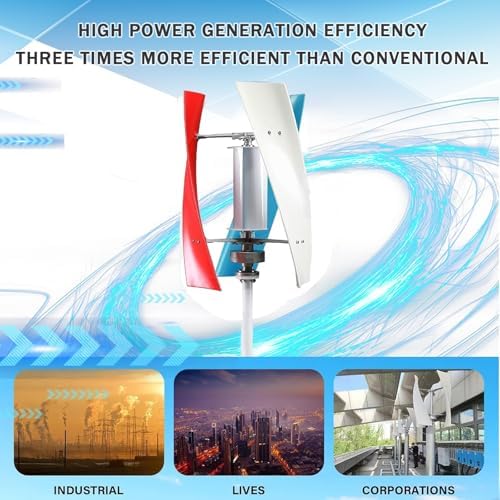 14000W Vertical Wind Turbine Generator - 12V/24V/48V Output, Aerodynamic 3-Blade Design, Auto Windward Adjustment, Ideal for Boats, Mobile Homes, and Gazebos - Colorful Renewable Energy Solution