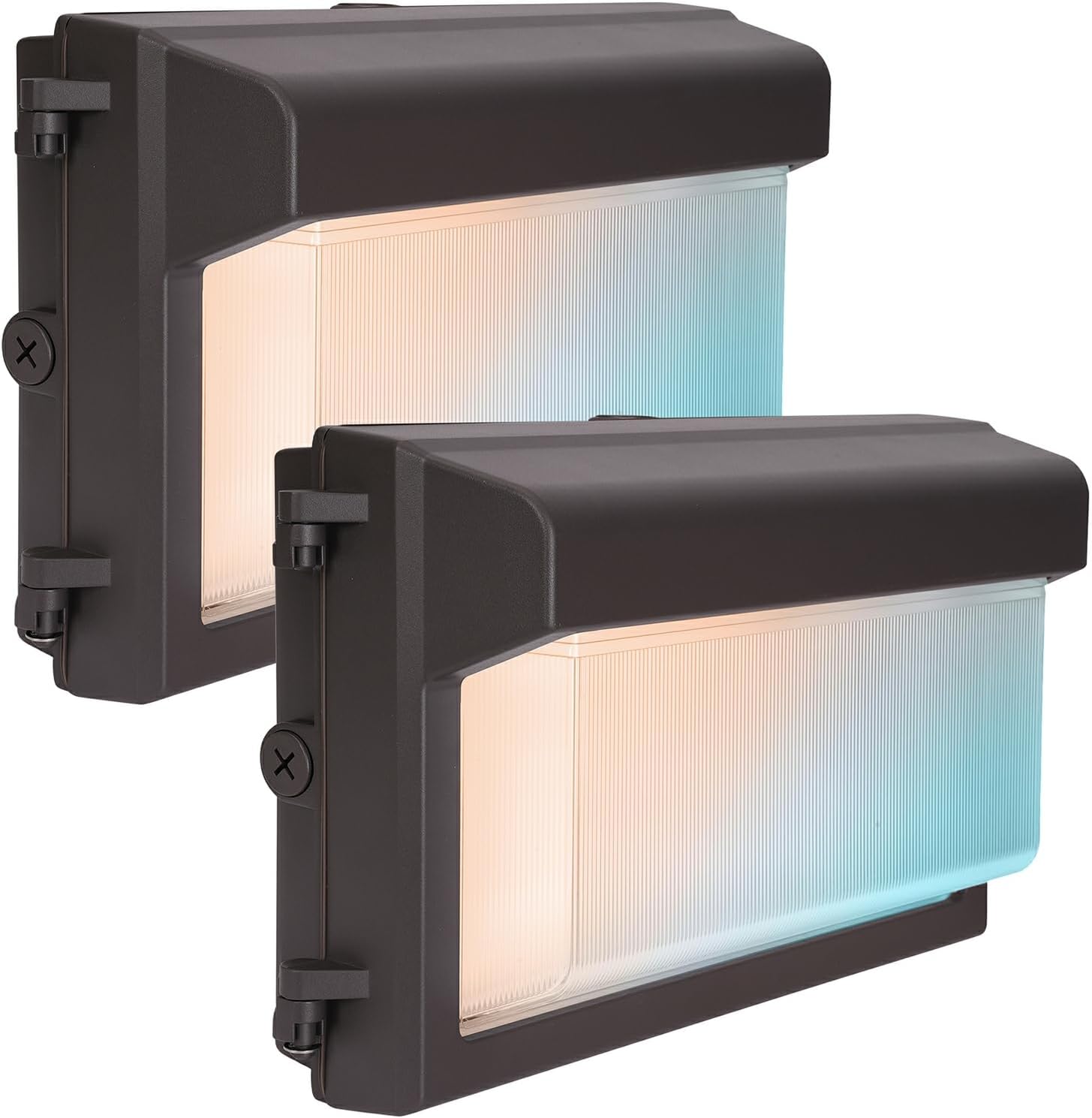 120W LED Wall Pack Light 2Pack, Glass Lens LED Wall Lights with Photocell, 4000/5000/6500K 3CCT, 80/100/120W Selectable, Commercial Outdoor Security Lighting for Building Parking Lot, ETL Listed