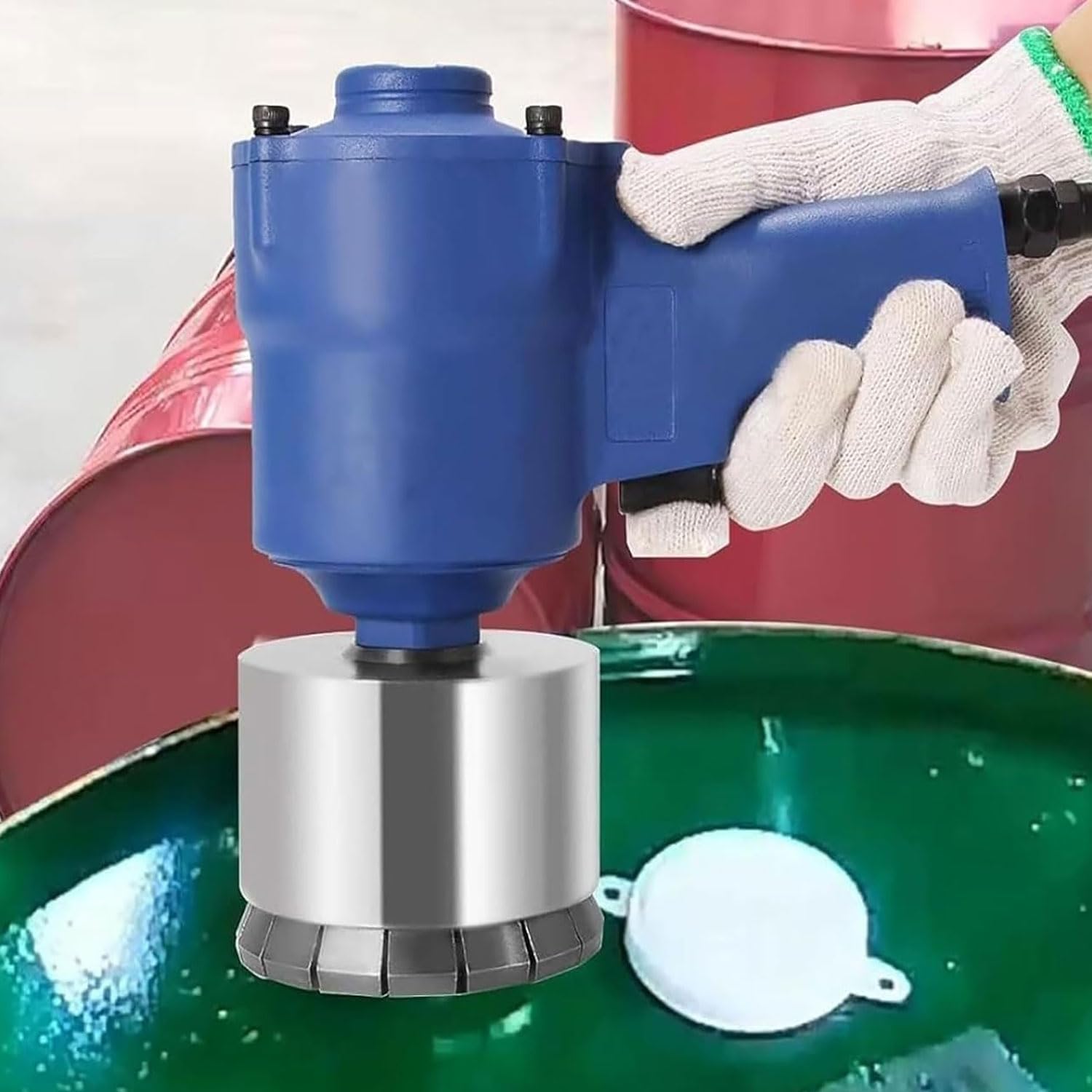 200L Oil Drum Capping Machine, Industrial Pneumatic Bottle Capping Machine, 1300Lbs Pulling Force, Air Intake 1/4 Inch, Adjustable Tight Strength, Oil Drum Pneumatic Cap Sealer, for Lubricants, Paints