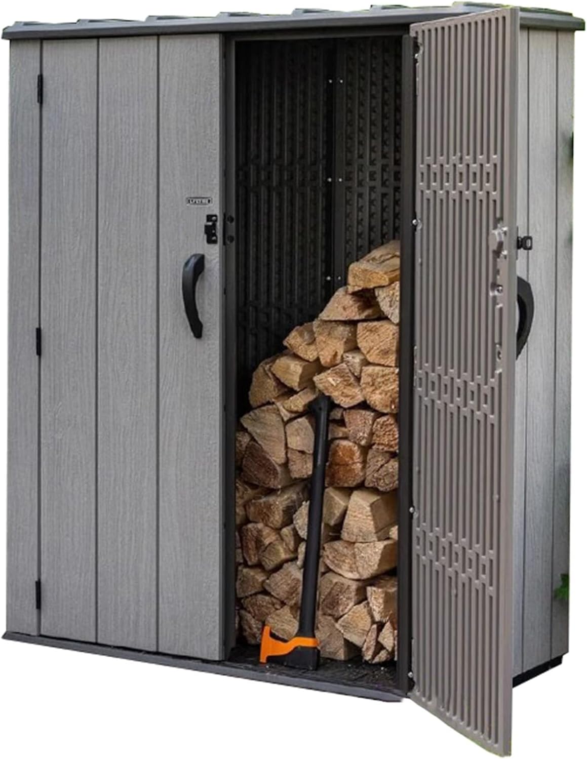 Storage Shed High Capacity Tool Storage House Shed Weatherproof，with Floor and Lockable Door Not Occupying Space(Brown)