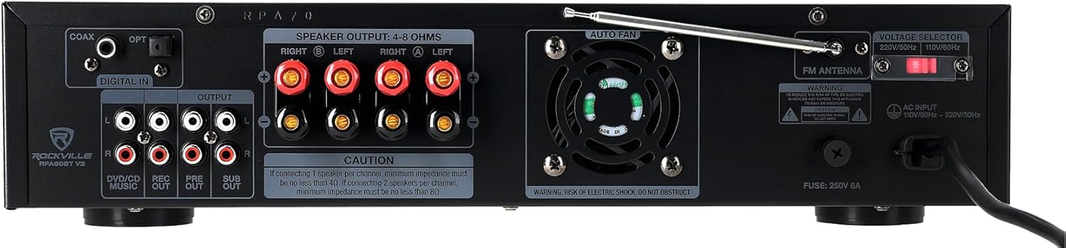 Rockville Bundle: RPA60BT V2 1000 Watt 2-Ch USB Bluetooth DJ/Pro/Karaoke Amplifier Mixer Bundle with REQ42-B Black 19