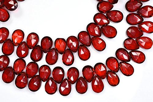 13 inch natural beads strand of 7x10mm faceted pear red garnet gemstone briolletes beads for DIY jewelry - necklace, bracelet, earring, ring.