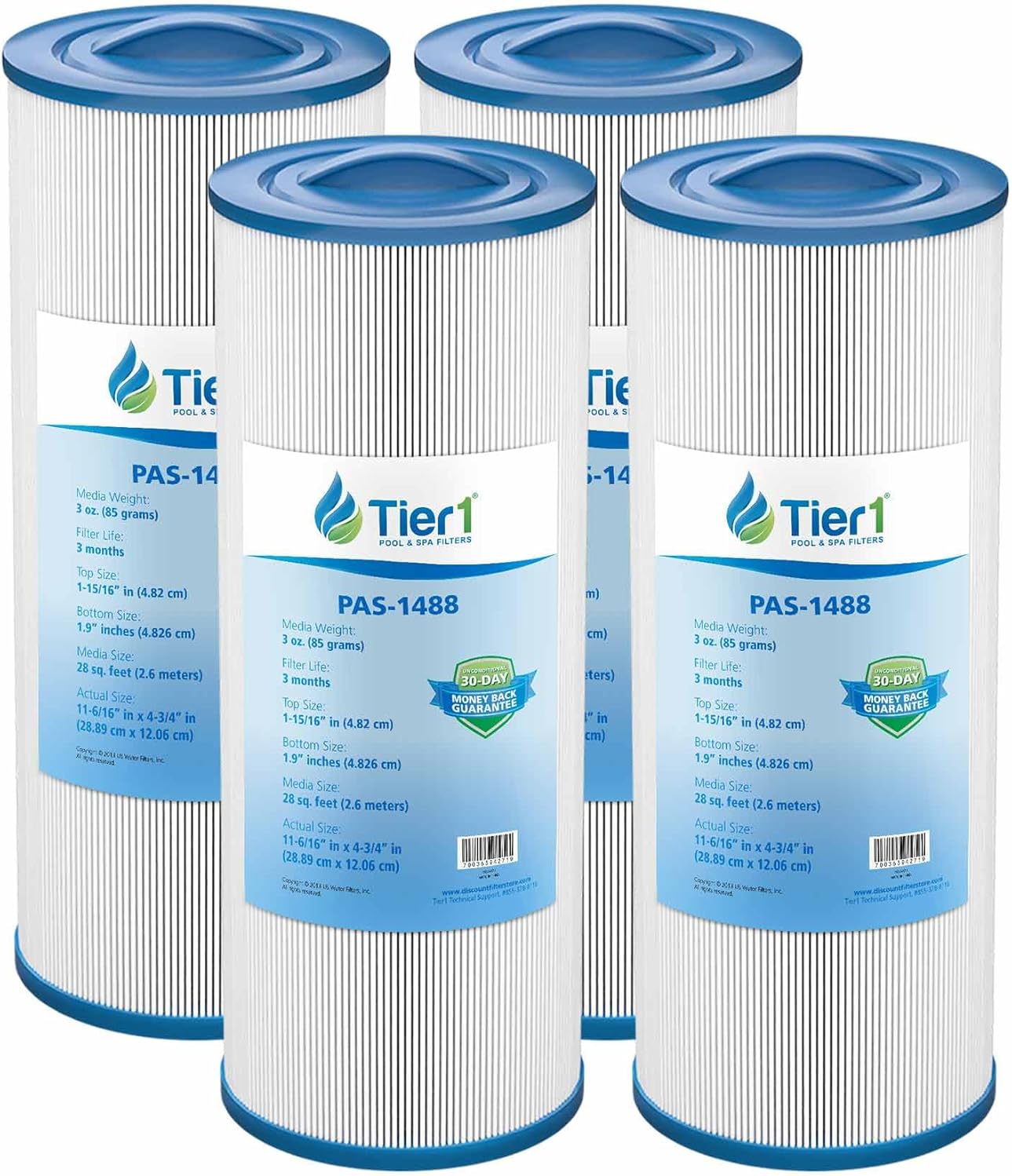 Tier1 Spa Filter Cartridge Replacement for Saratoga Spa – 4 Pack | Compatible with PSG27.5P2, FC-0197, 817-0014 | 11-3/8