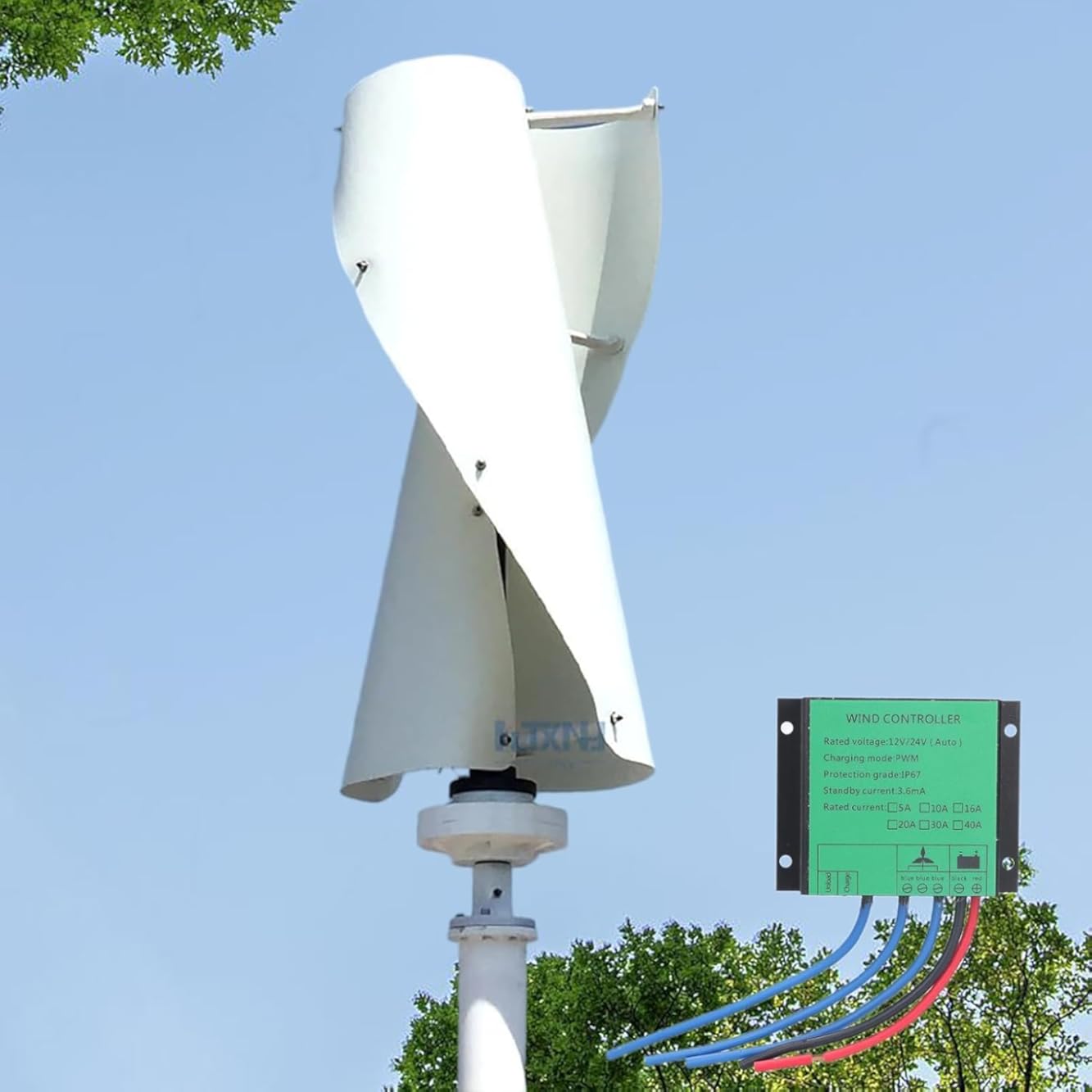 CAJUCA 8000W Vertical Wind Turbine Maglev Axis Coreless Permanent Magnet Wind Power Generator Windmill with PWM Charge Controller