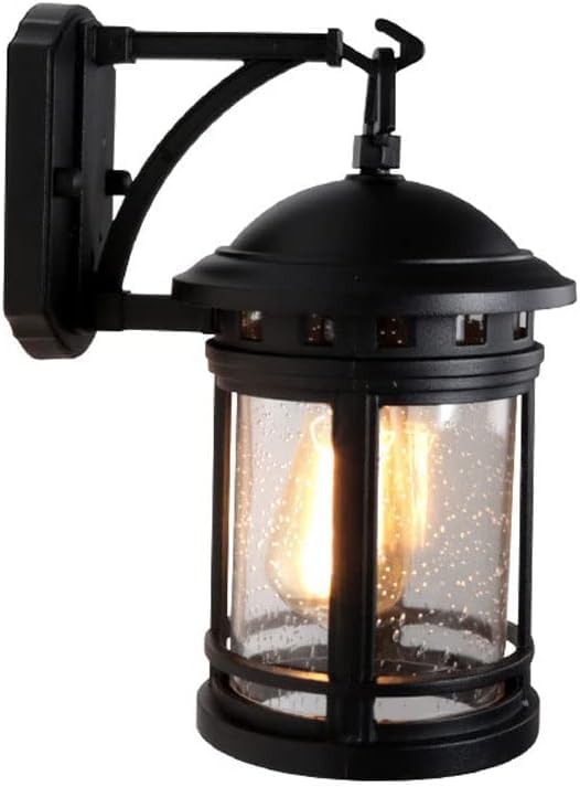 E27 Creative Black Waterproof Outdoor Wall Sconces, Cylinder Shade Aluminum Wall Lights, Semi-Flush Mount Wall Lamp Fixture, Balcony Garden Wall Lighting, 18cm/7in