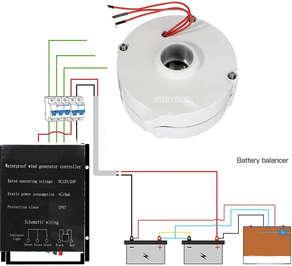 48v,HYZHANHONG Generator Low Speed 12000W 220V 3 Phase Gearless Permanent Magnet AC Alternators for Wind Water Turbine Diesel Engine(White, with Base)