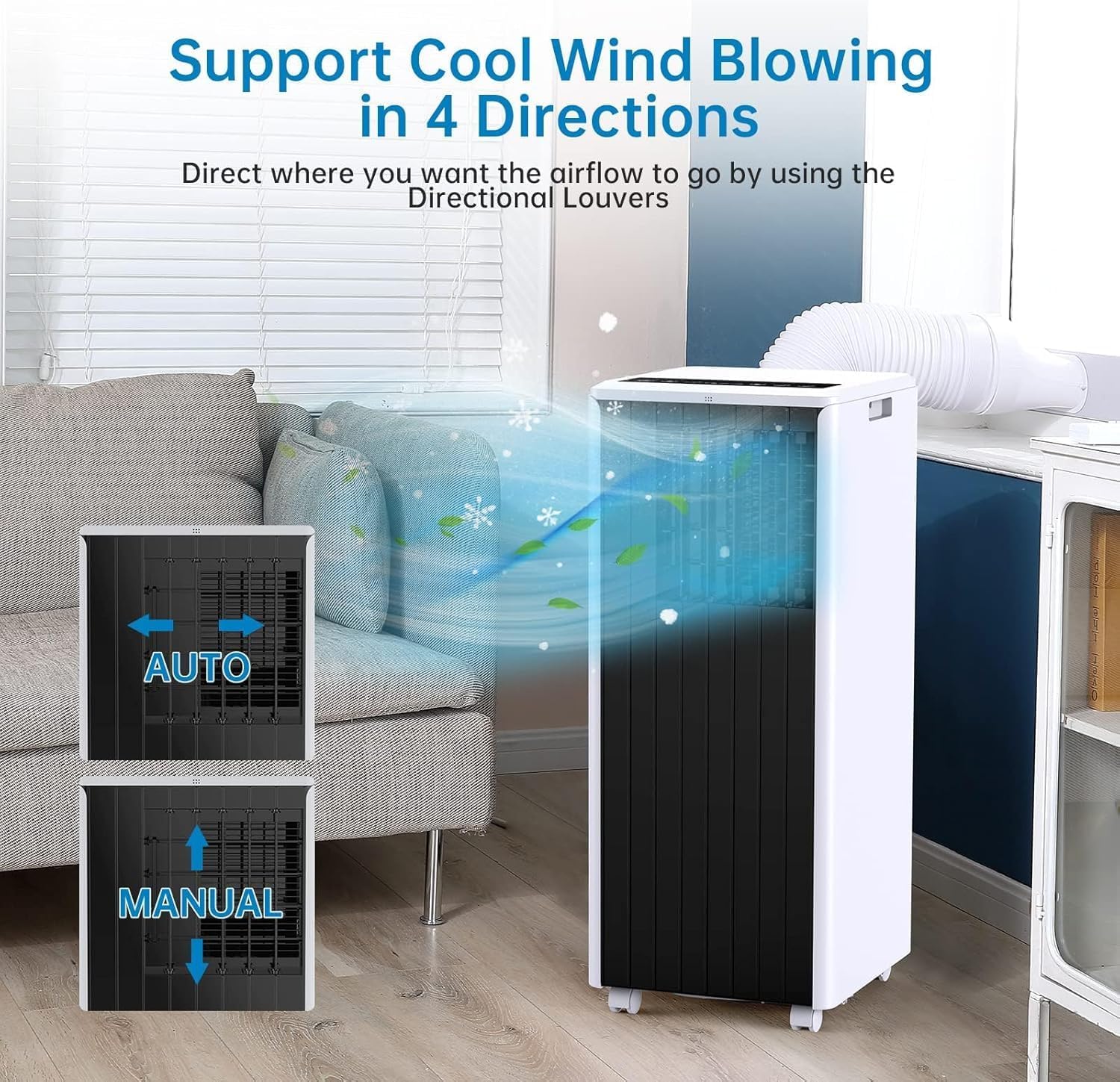 8,000 BTU Portable Air Conditioner, Cools Up to 350 Sq. Ft, 3-In-1 Room Air Conditioner With LED Touch, Built-In Dehumidifier, Easy Install Kit for Home