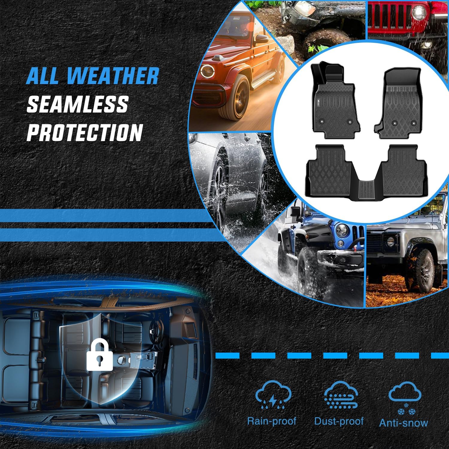 Nilight TPE Floor Mats for Cadillac CT5 2019 2020 2021 2022 2023 2024 All Weather Custom Fit Heavy Duty Floor Liners