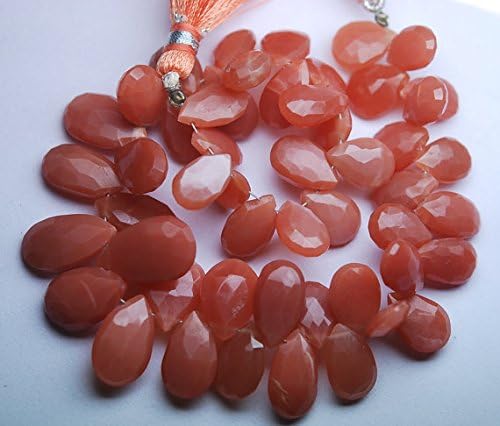 13 inch natural beads strand of 10-16mm faceted pear peach moonstone gemstone briolletes beads for DIY jewelry - necklace, bracelet, earring, ring.