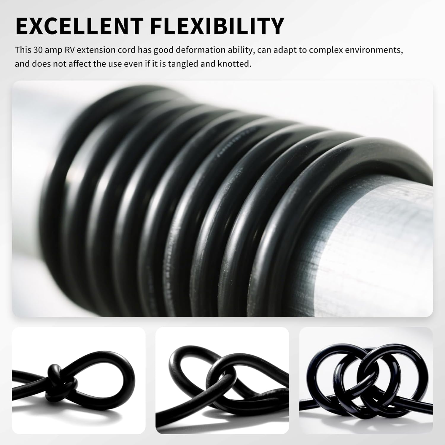 50FT 30 Amp Generator Extension Cord, NEMA L14-30P/L14-30R 10 Gauge Twist Lock Cord 4 Prong, STW Heavy-Duty Waterproof Generator Cord Black