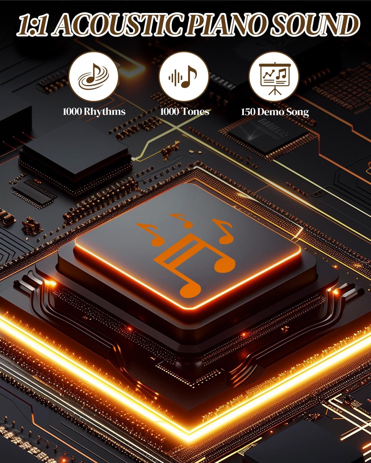 Ktaxon 88 Key Keyboard Piano with Bluetooth MIDI, 3 Teaching & Dual Keyboard Mode, 1000 Rhythms & Tones, 150 Demos, Digital Piano with Bench, Headphones, Microphone, Pedal, Piano Sticker (Full)