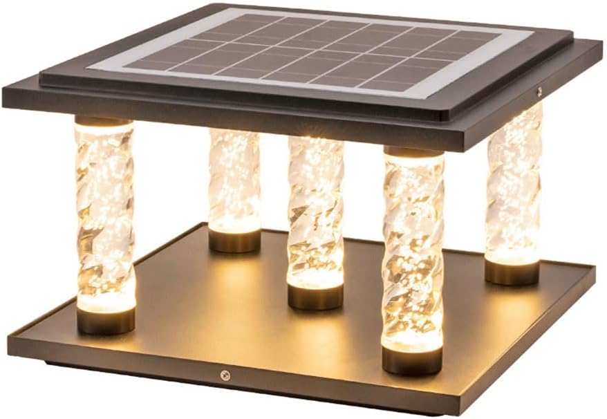 Solar Post Lights Outdoor, Acrylic Column Pillar Lights Modern Minimalist Exterior Pier Mount Lantern Solar Powered Lamp Post Light for Wood Fence, Deck, Patio