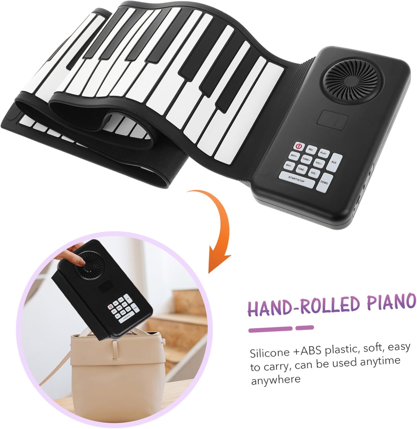 Key Roll-up Piano with Speaker Portable Silicone Hand Roll Keyboard for Travel and Beginners Foldable Design for Easy Storage and Comfortable Play