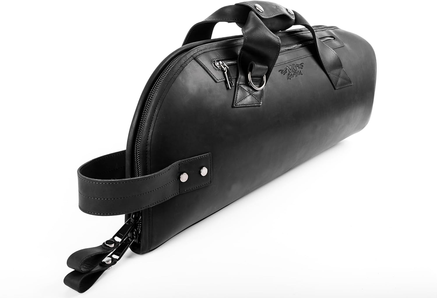 Leather Trumpet Gig Bag. Padded, Lightweight & Water-Resistant, w. Shoulder Strap & Handle. Durable Protection w. Accessory Pocket. Instrument Case Storage & Travel (Trumpet, black)