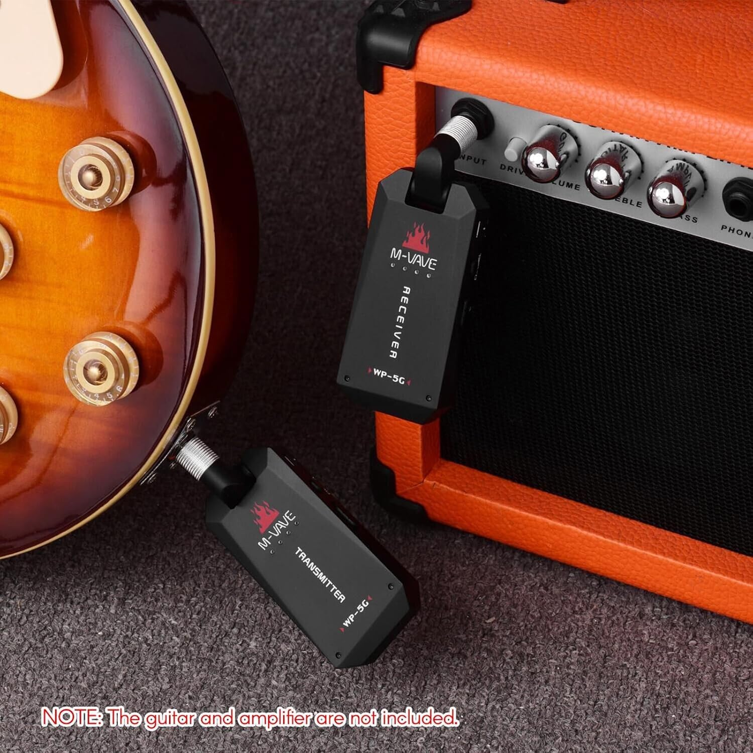 WP-5G 5.8G Guitar System Rechargeable Audio Transmitter and Receiver ISM Band for Electric Bass Guitars Amplifier Accessories,Guitar Transmitter Receiver