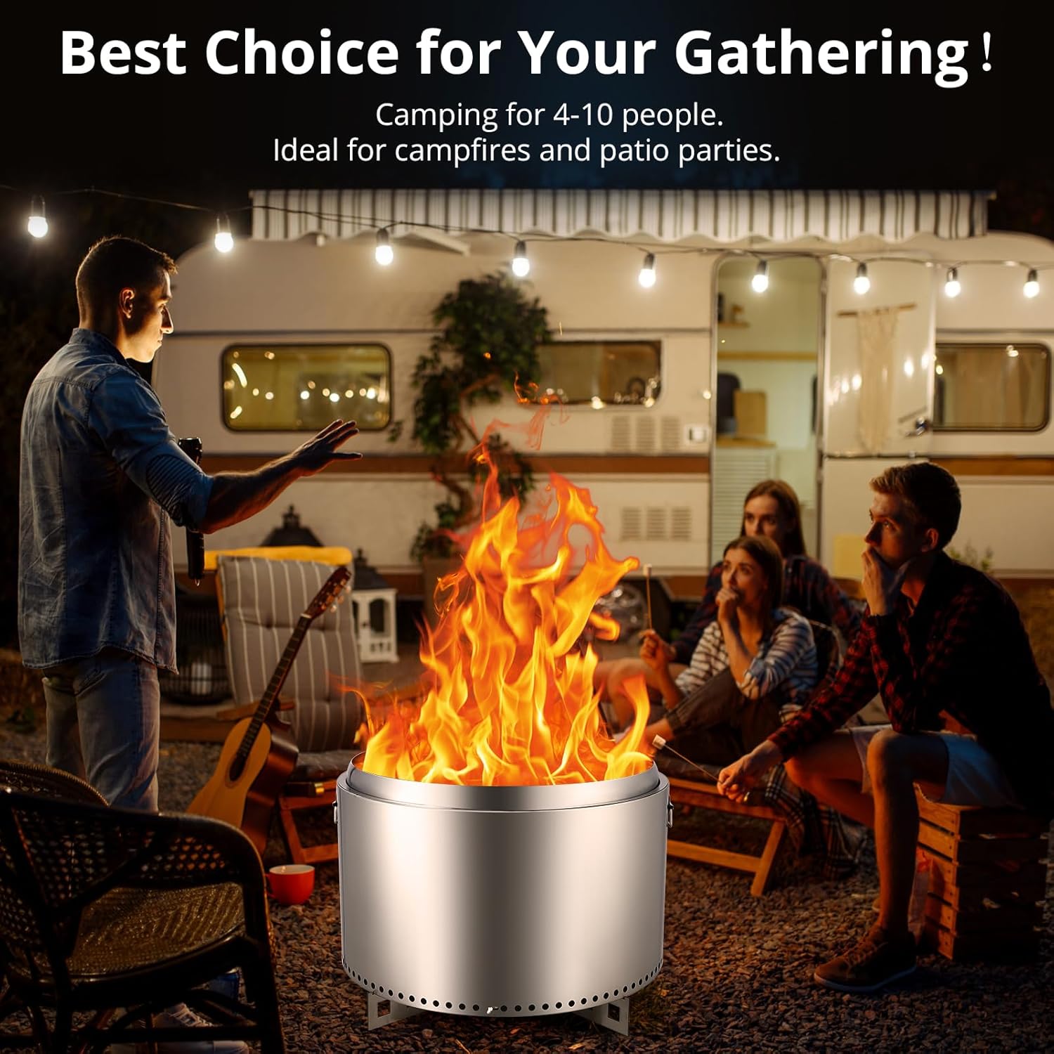 Smokeless Fire Pit, Outdoor Wood Burning Portable Firepit With Removable Ash Pan, Bonfire Pit With Poker, Stand for Outside, Backyard, Patio, Garden, Picnic, Camping