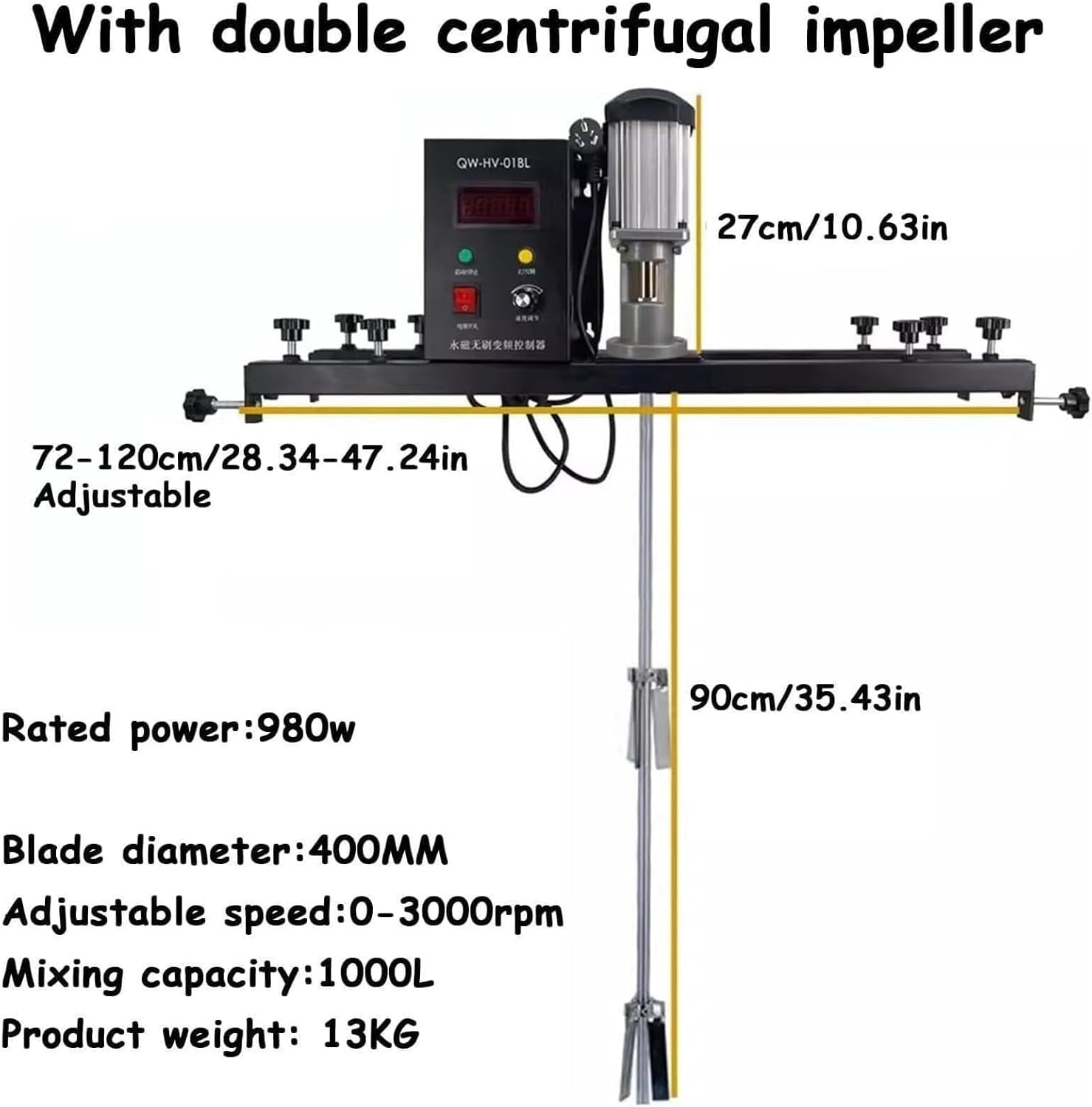 Commercial Barrel Drum Stirrer,980W Electric Tank Mixer Machine,Paint Mixer,Folding Propeller,for Ink Dissolver Agitator