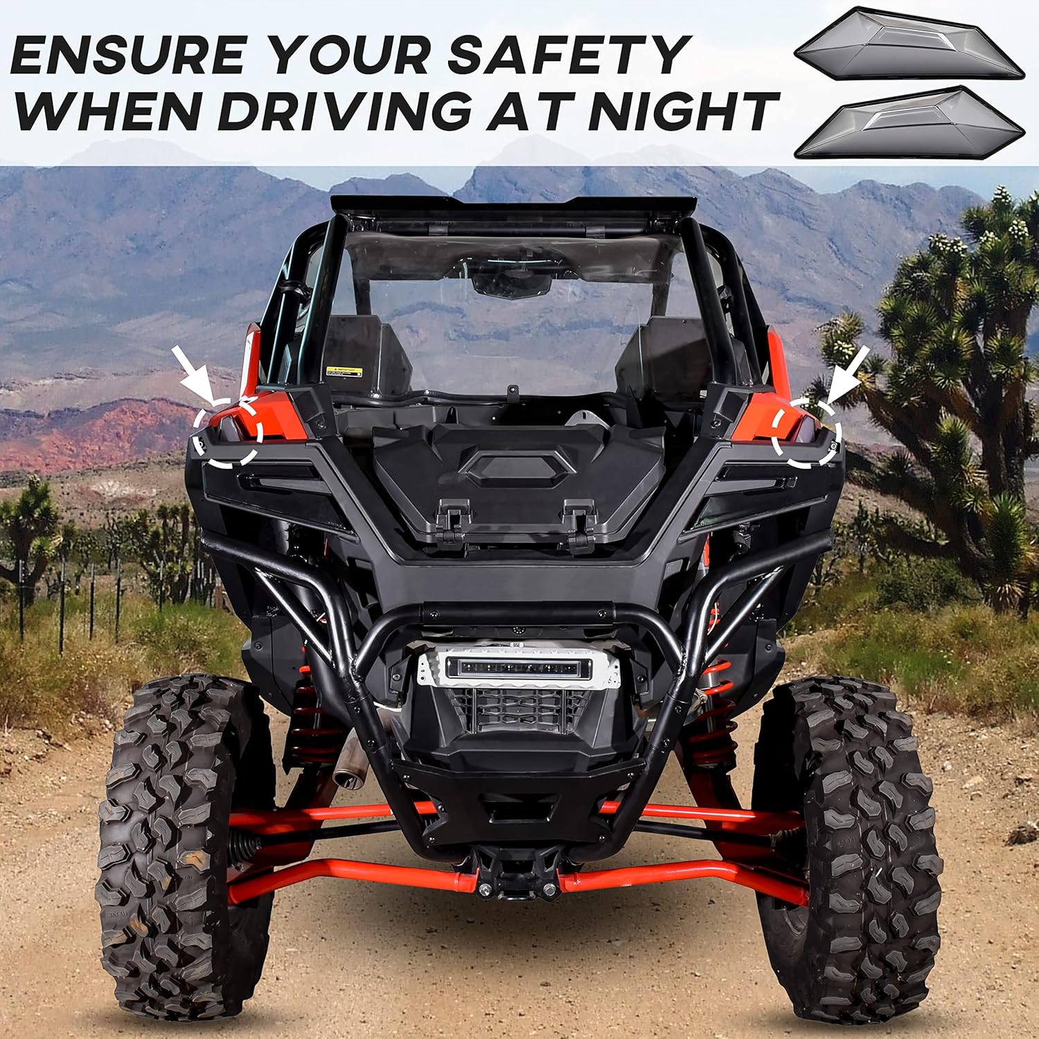 LED Rear Side Marker Lights for RZR PRO XP/PRO R 20-24, Smoked Rear Upper Position Signal Lights Tail Clearance Lamps for RZR PRO XP XP4/ RZR PRO R/TURBO R 2020-2024 Accessories(2PCS)