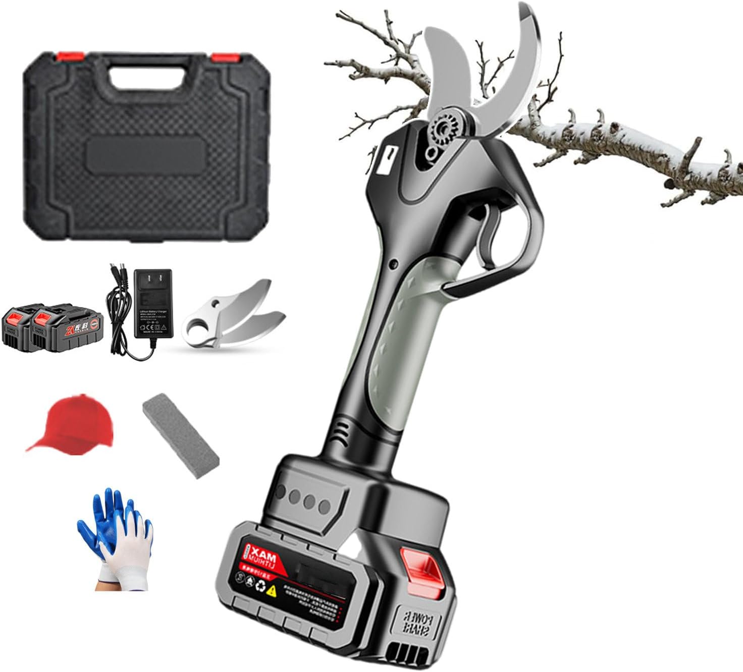 Electric Secateurs And Secateurs, Garden Secateurs with LCD Digital Display, Professional Cordless Pruning Shears For Hedge Branch Flowers, Cutting Diameter Of 45mm (1.7 Inch),2-battery