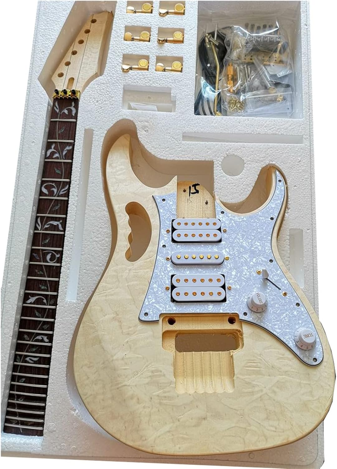 DIY Electric Guitar Kit Basswood Body Rosewood Fingerboard Solid Maple Neck Complete DIY Electric Guitar Building Kit