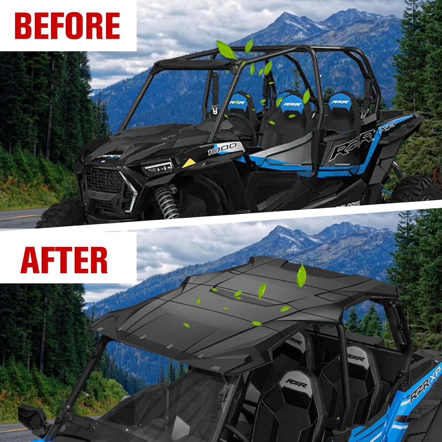 Sport Roof Top for Polaris RZR XP 4 1000, Dustproof Resistant Poly Combination Roof Sun Visor for Polaris RZR XP 4 1000/ XP 4 Turbo/ 4 900/ S 4 1000 2014-2023 Accessories (OEM#2883074,4PCS)