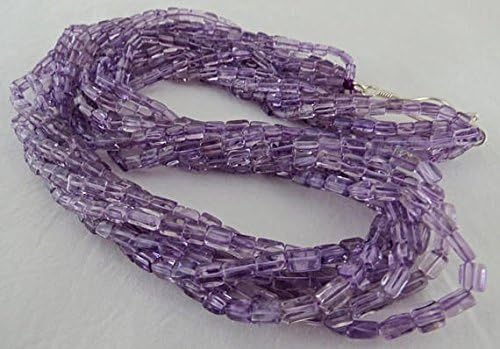 7 line natural brazilian amethyst fancy tube beads necklace 24 inches 5mm