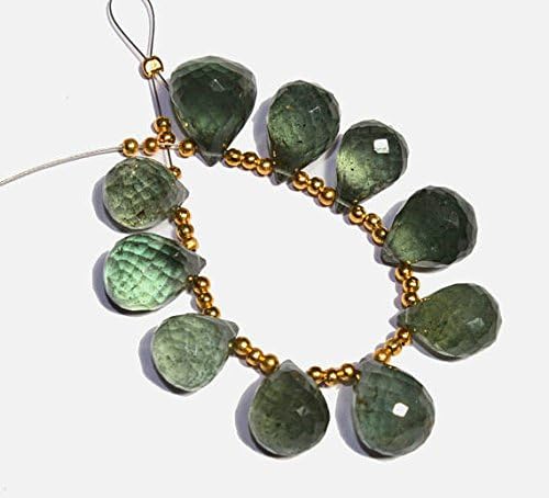 13 inch natural beads strand of 12x9-14x12mm faceted teardrop moss aquamarine gemstone briolletes beads for DIY jewelry - necklace, bracelet, earring, ring.