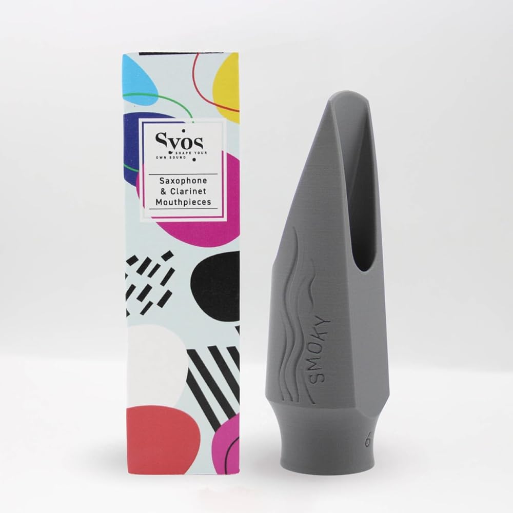 Syos Alto Saxophone Mouthpiece, Smoky Model, Improve the Sound of your Alto Sax with this Easy-To-Play, Dark and Warm Alto Mouthpiece (6 - Anthracite Gray, 6)