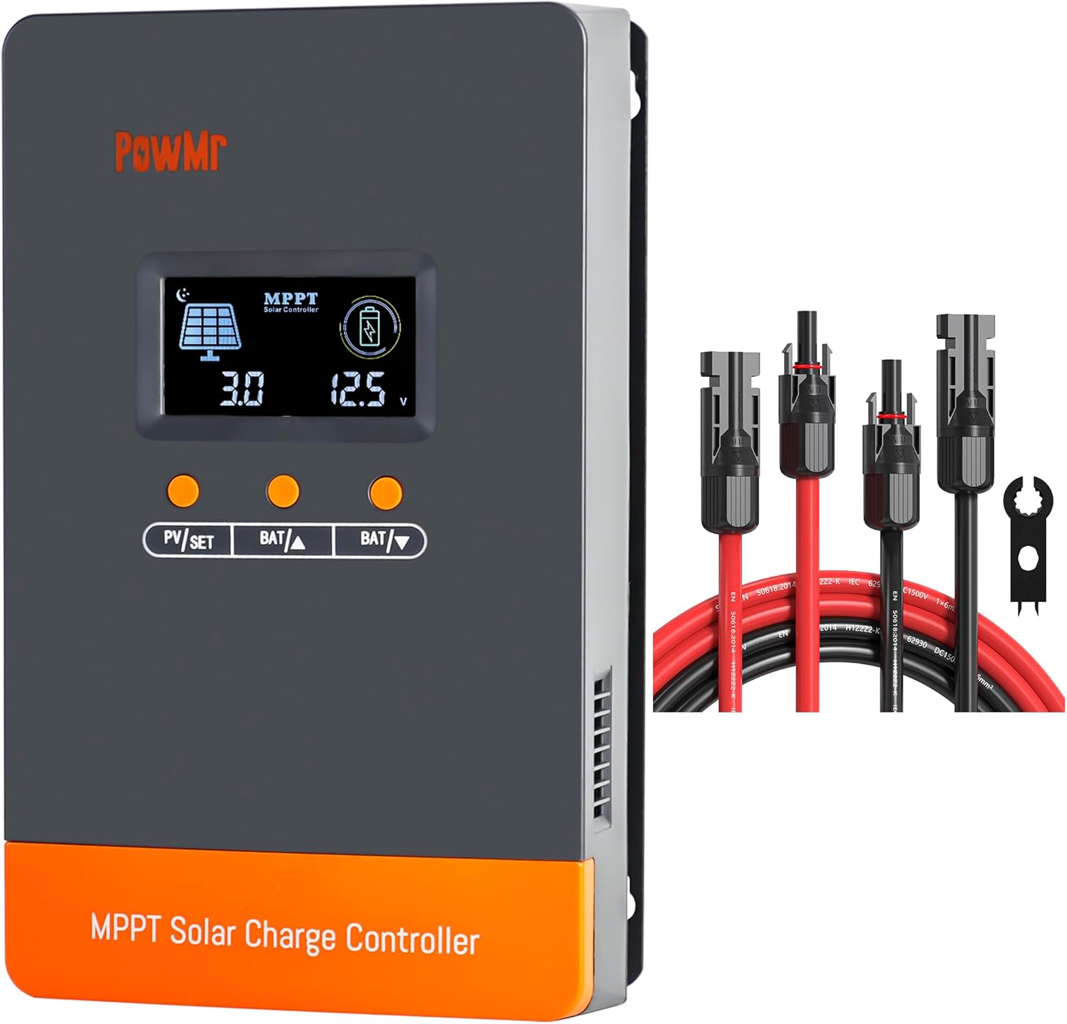 MPPT 100A Solar Charge Controller 12V/24V/48V Auto Max.PV Input 150V, Support up to 12 Parallel Connection & 60 Feet Solar Cable