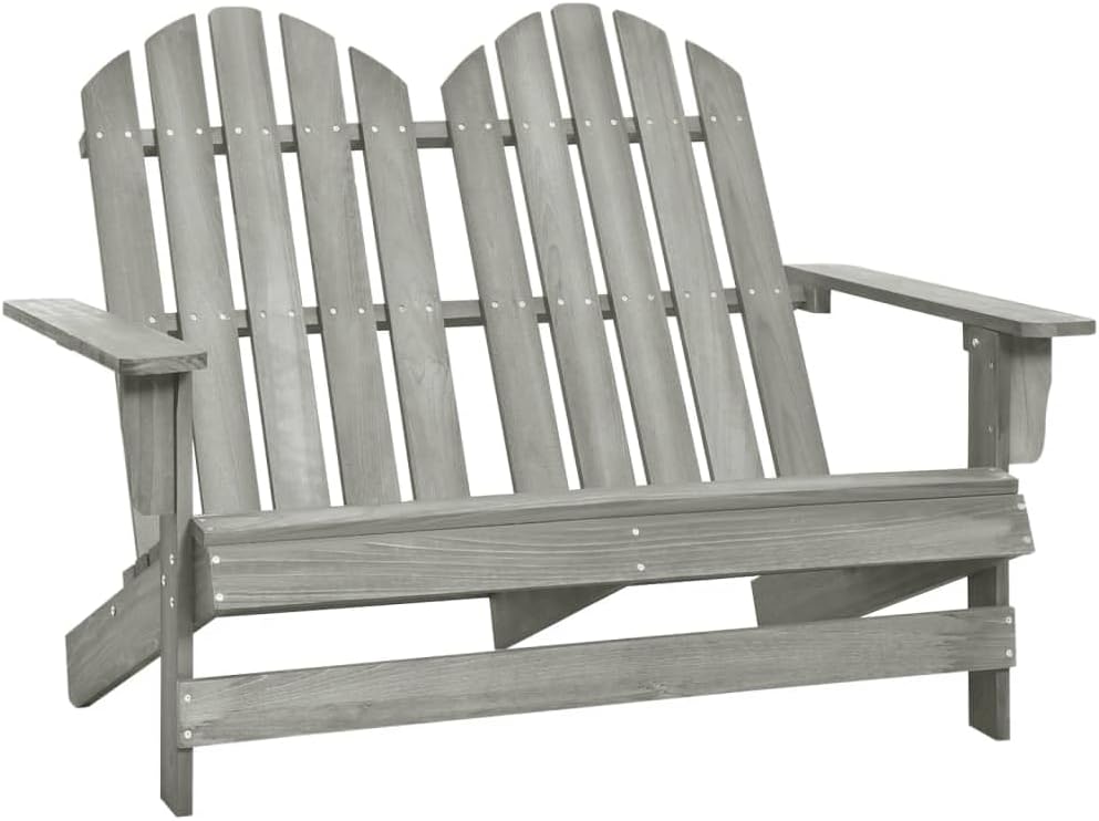 Patio Chair 2-Seater Patio Adirondack Chair Solid Wood Fir Gray