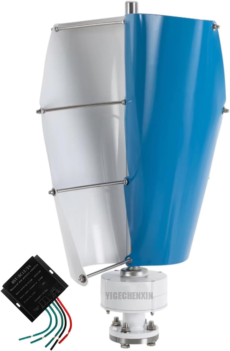 1200W Spiral Wind Turbine Generator Kit, W/Controller & 2 Aluminum Alloy Blades 12V 24V 48V Permanent Magnet Generator for Home Boats & Street Lighting