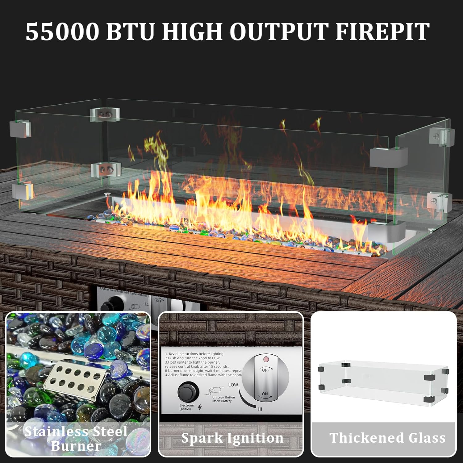 6 Pieces Patio Furniture Set with 44