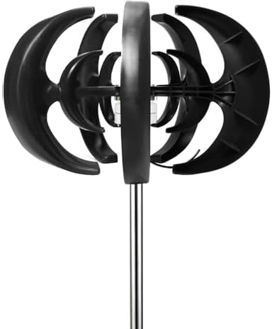 Wind Turbines，DIY Vertical Axle Wind Turbine Model Wind Power Generator, Three-Phase Permanent Magnet Generator Windmill Toy Night Light Making,24V-Black