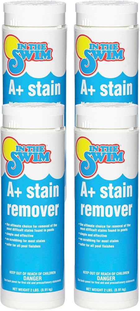 In The Swim A+ Pool Stain Remover - 100% Ascorbic Acid - Professional-Grade Metal & Organic Stain Treatment - 2 Pound - 4 Pack