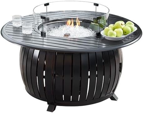 44 in. Aluminum Outdoor Round Propane Fire Table Antique Copper