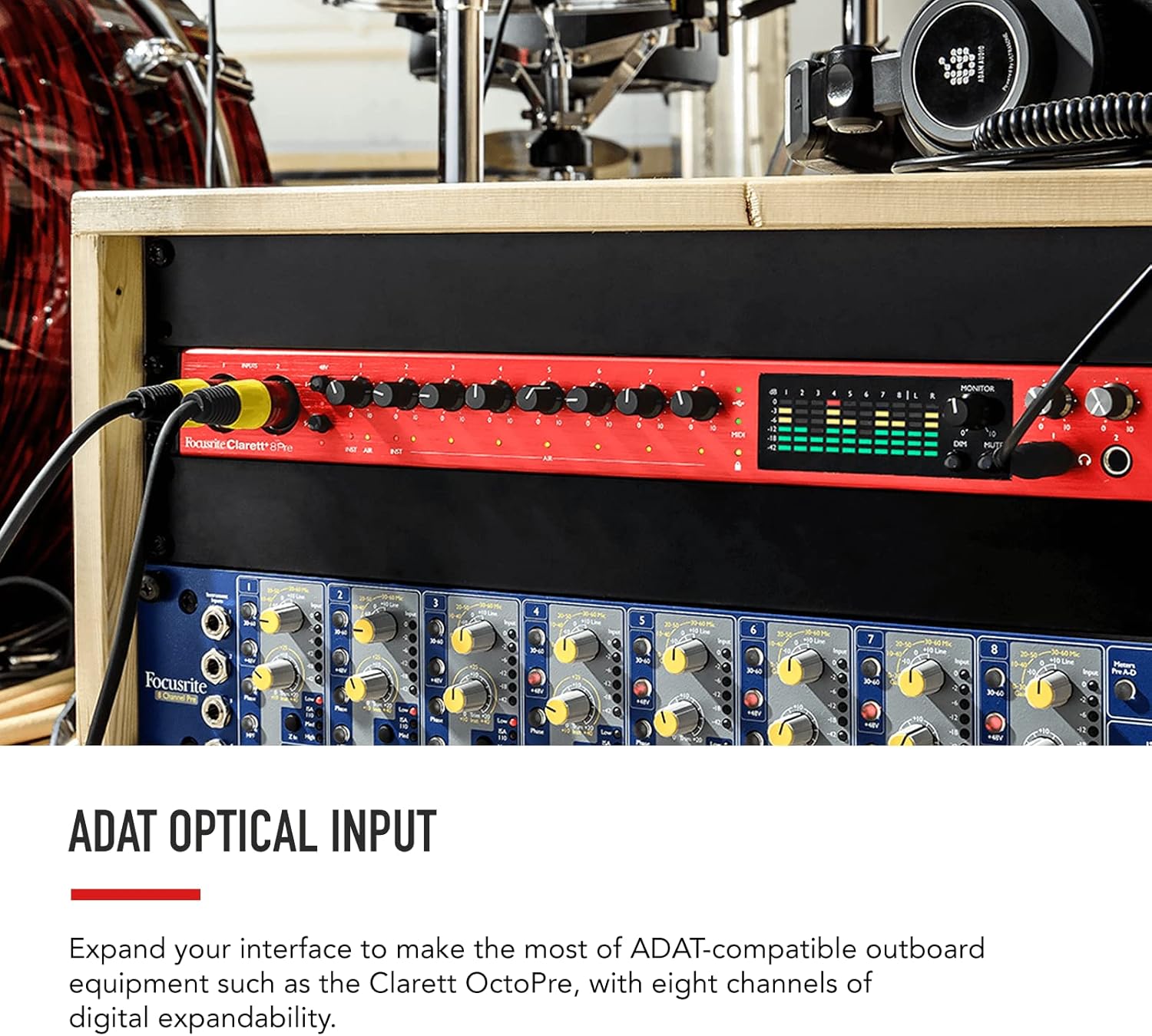 Focusrite Clarett+ 8Pre Studio-Grade 18-in/20-out Audio Interface for Established Producers —Eight High-Performance, Low-Noise, Low-Distortion Mic Preamps Capture Audio with Precise Clarity