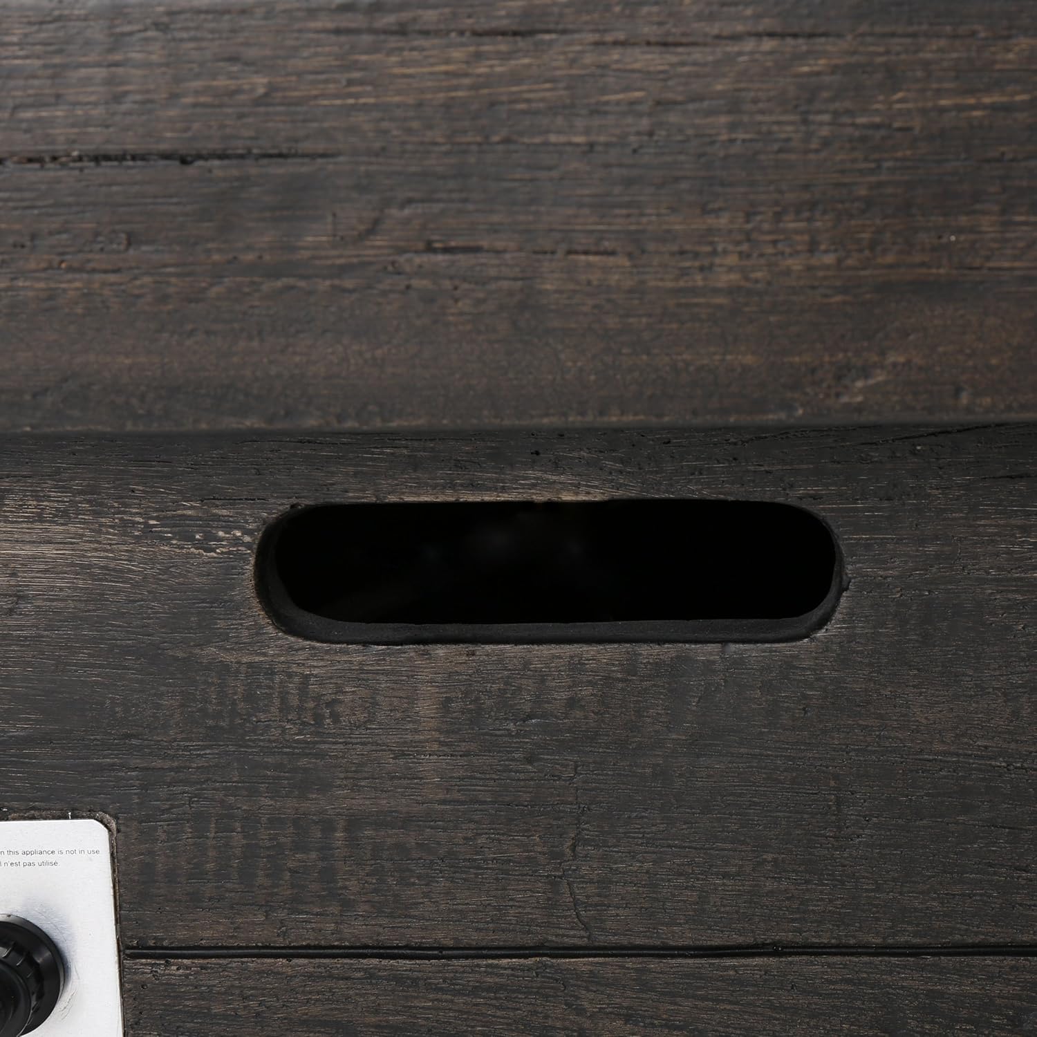 GDFStudio Outdoor 4 Seater Teak Finished Acacia Wood Club Chairs with Cream Water Resistant Cushions & Brown Fire Pit