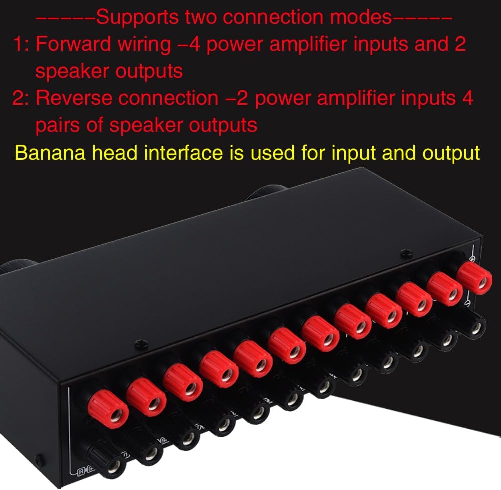Amplifier Speaker Selector Switch Switcher 4 Input 2 Output or 2 in 4 Out Power Amplifier Speaker Selector Switcher 300W Per Channel Speaker Switch Dispenser
