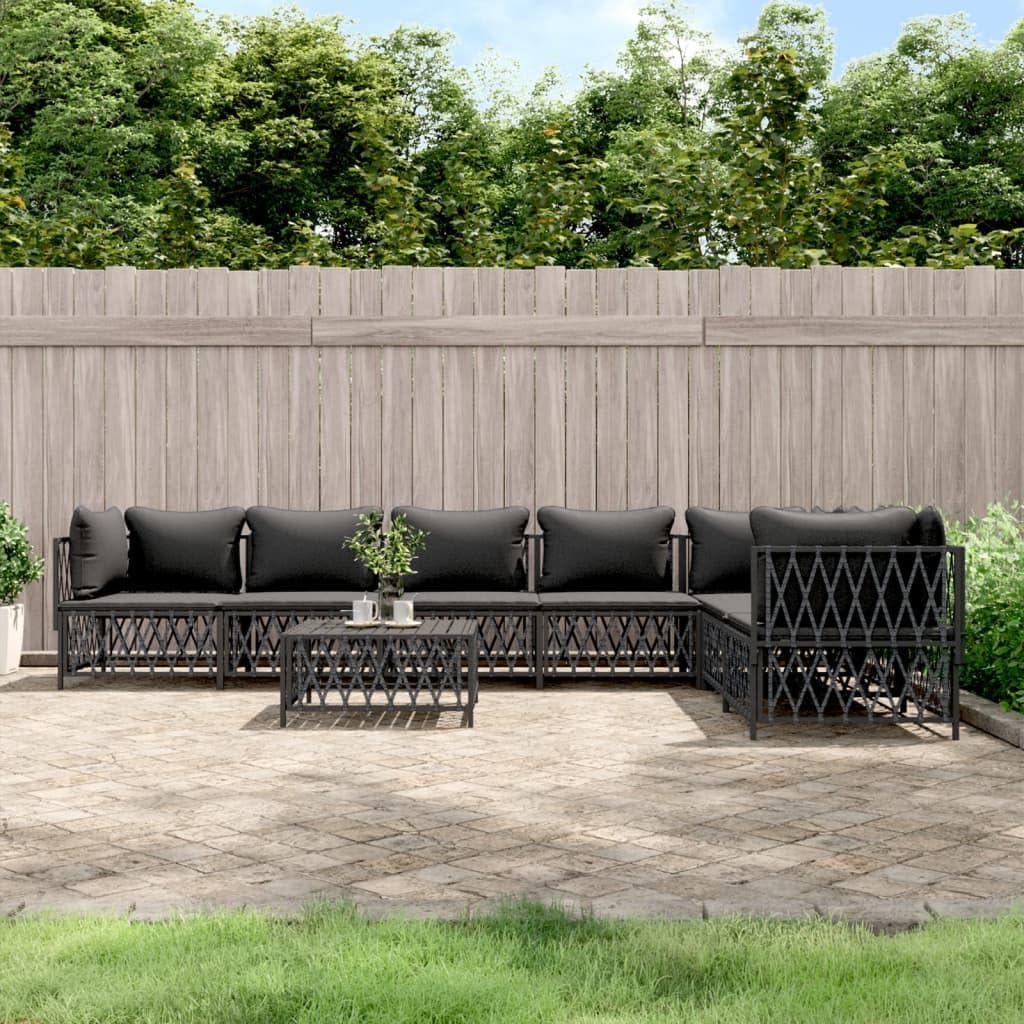 Furniture Sets 8 Piece Patio Lounge Set with Cushions Anthracite Steel,Durable Patio Lounge Set with Sturdy Powder Coated Steel Frame for Enhanced Outdoor Comfort Garden Conversation Sets