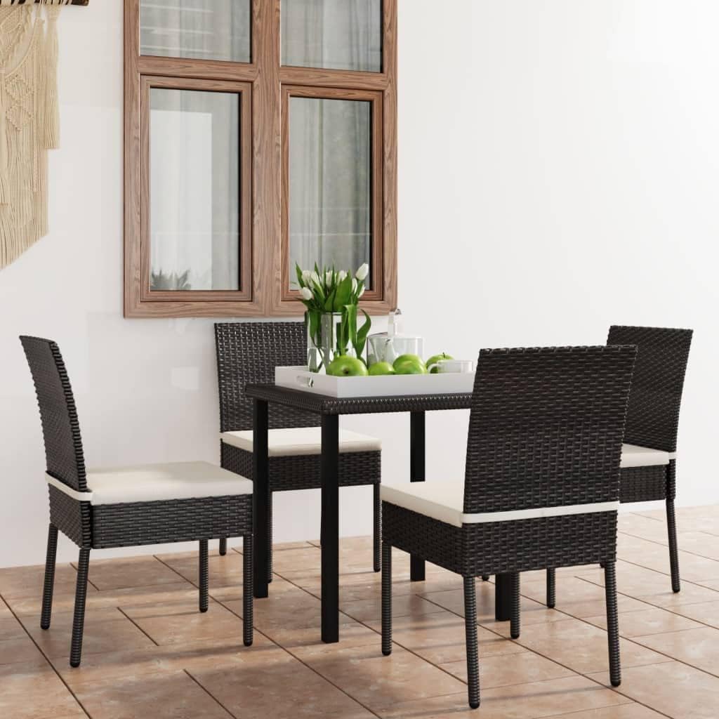 5 Piece Patio Dining Set Poly Rattan Black,Durable and Stylish Patio Dining Set: for Outdoor Gatherings in Your Backyard or Garden Furniture Sets for Patio, Lawn & Garden