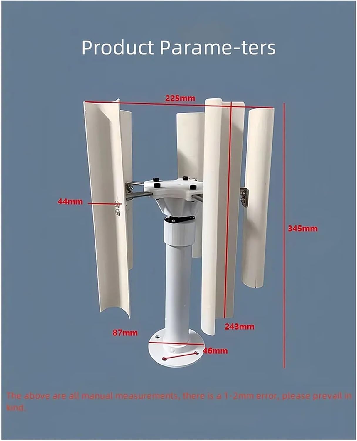 DIY Vertical Five-Blade Wind Generator Model Three-Phase Permanent Magnet Brushless Generator Low-Speed Windmill Outdoor for Physical Power Generation Experiment