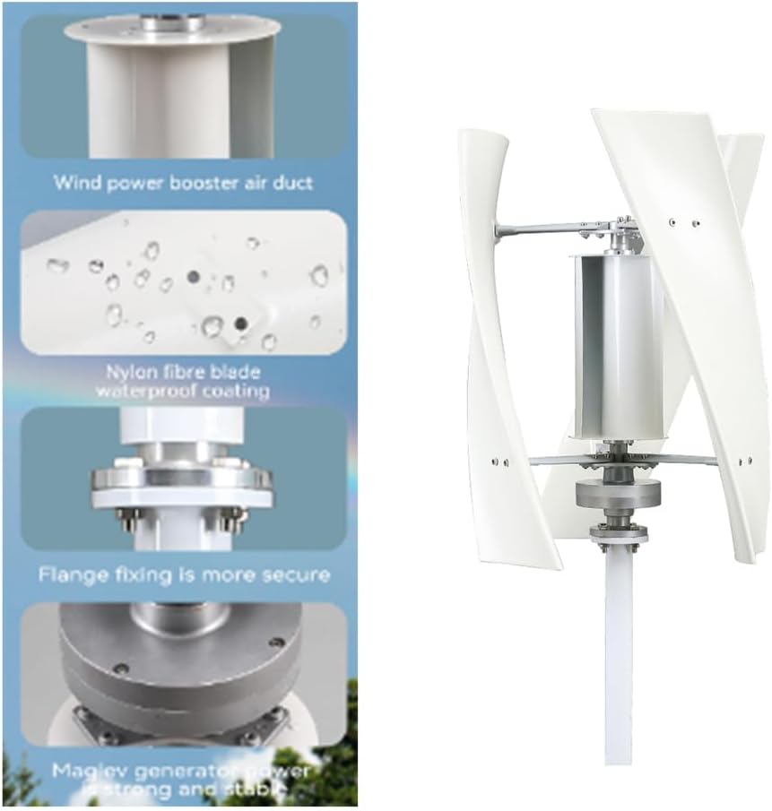 No Noise 3000W-9000W Vertical Wind Turbine Generator 12V 24V 48V 220V with MPPT Controller Low Speed Household Wind Generator,24v