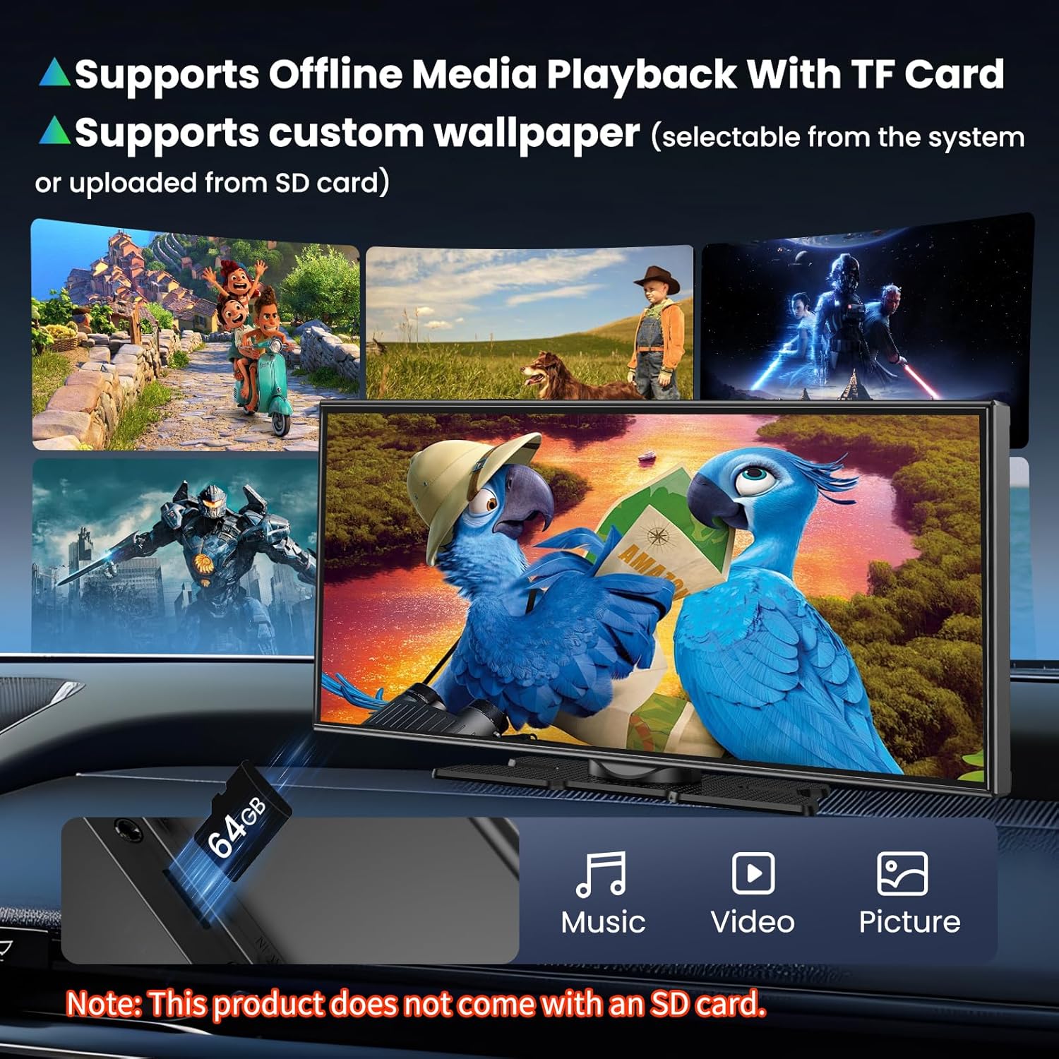 Largest 11.5 inch Wireless CarPlay Screen for Car,Built-in N-etflix/YouTube/TikTok and other apps,A-pple CarPlay & Android Auto screen with1080P Backup Camera/Navigation/Voice Control,for All Vehicles