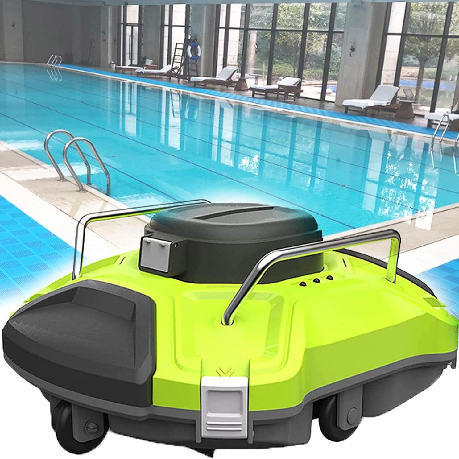 Cordless Robotic Pool Vacuum Robot Pool Cleaner - Dual-Motor, Self-Parking with Strong Suction for Above/In Ground Flat Pool Up to 1000 Sq Ft