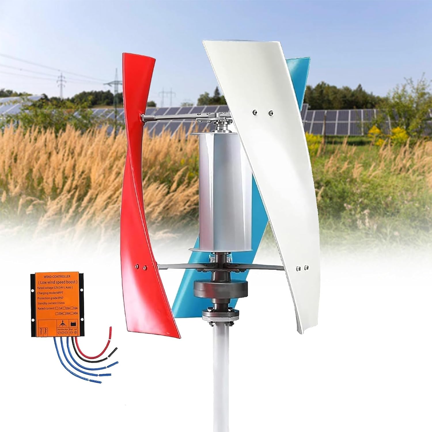 18000W Wind Turbine Generator Kit - Vertical 3 Blade Wind Power System with Controller for 12V/24V/48V - Ideal for Boats, Cabins, Gazebos, Mobile & Industrial Energy Solutions