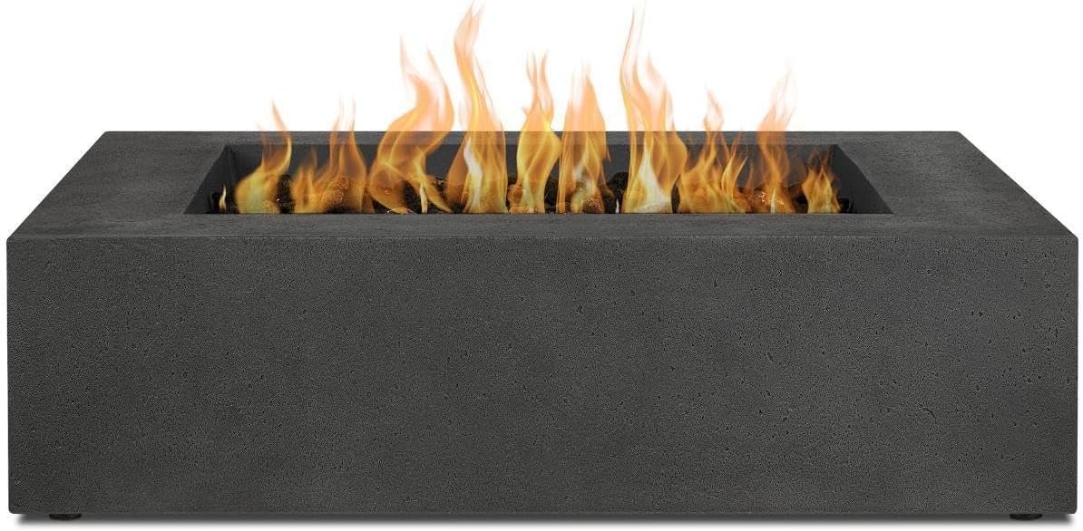 BBQGuys Signature La Valle 42-Inch Square Propane Fire Table - Carbon - 1592LP-CBN