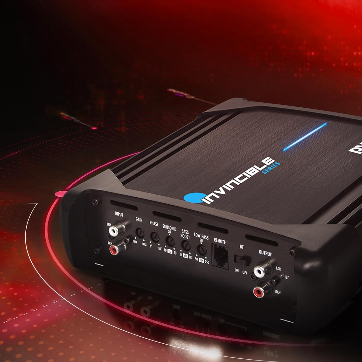 Pyle 9” Class D Mosfet Amplifier - Invincible Series Monoblock Amp, 1 Channel 1000 Watts Max, Mosfet PWM Power Supply, High-Current Dual Discrete Drive Stages, Wireless BT Audio Interface