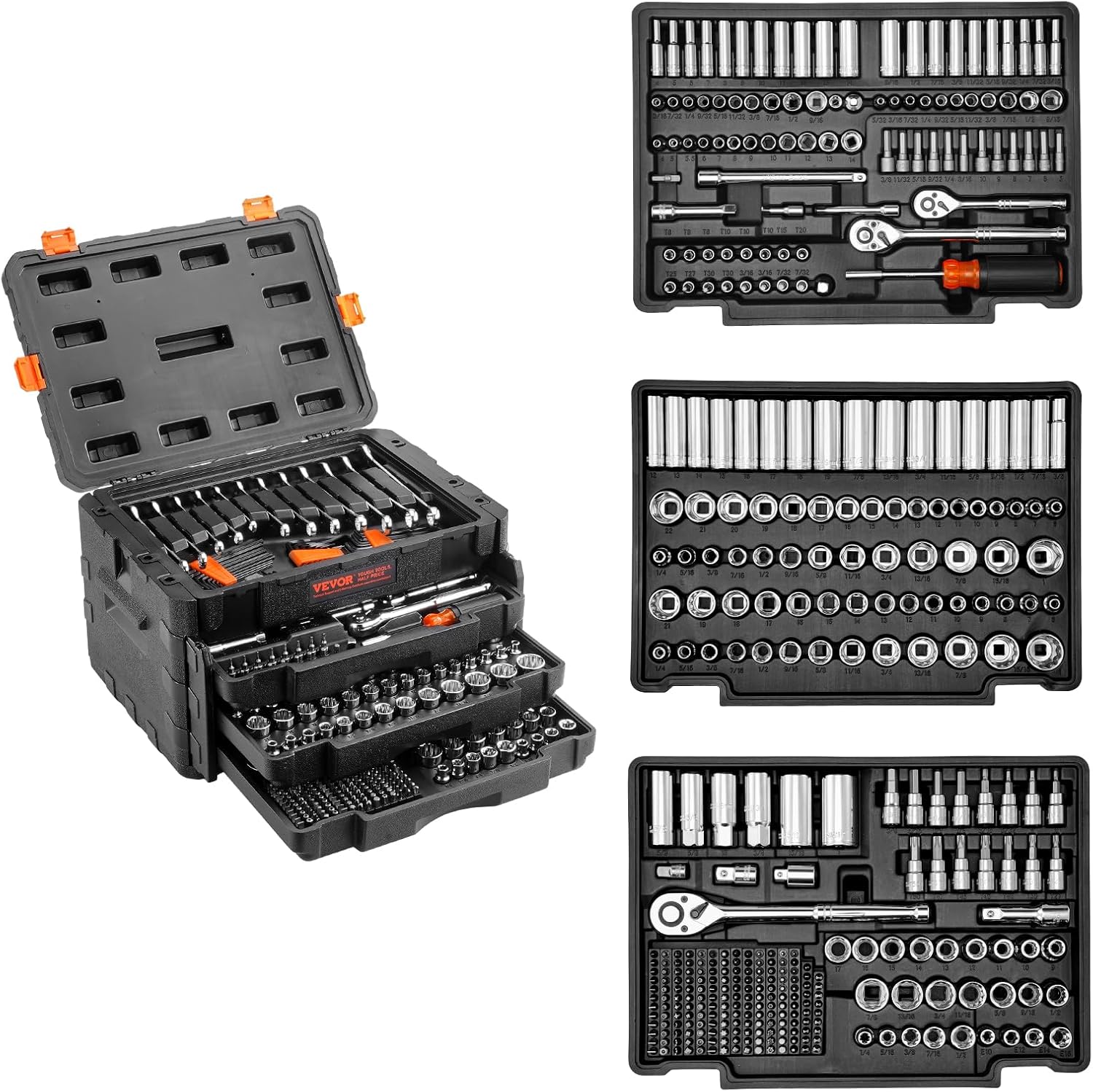 VEVOR Mechanics Tool Set and Socket Set, 1/4